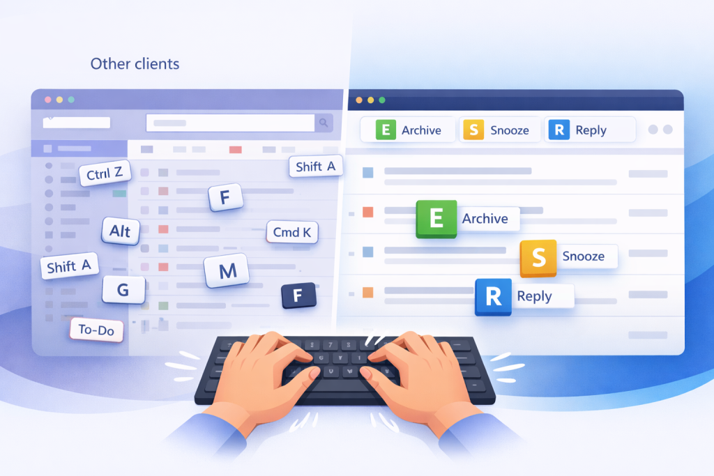 Which email client has better keyboard shortcuts: Superhuman or others? Other apps vs Gmail