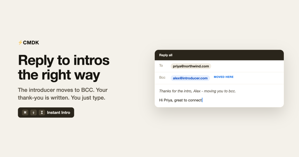 How to Reply to an Intro Email in Gmail (Move the Introducer to BCC) How to Reply to an Intro Email in Gmail (Move the Introducer to BCC)