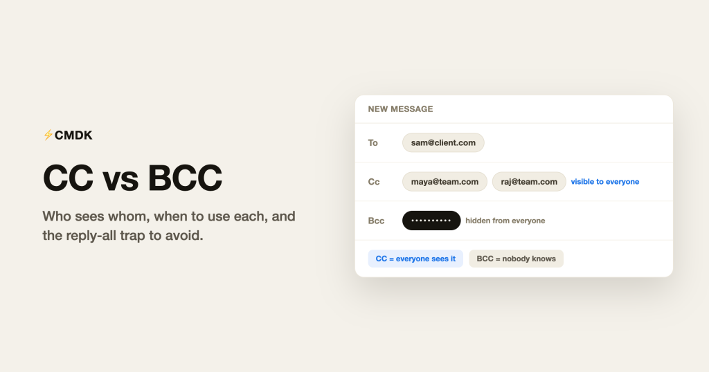 CC vs BCC: visible CC recipients and hidden BCC recipients