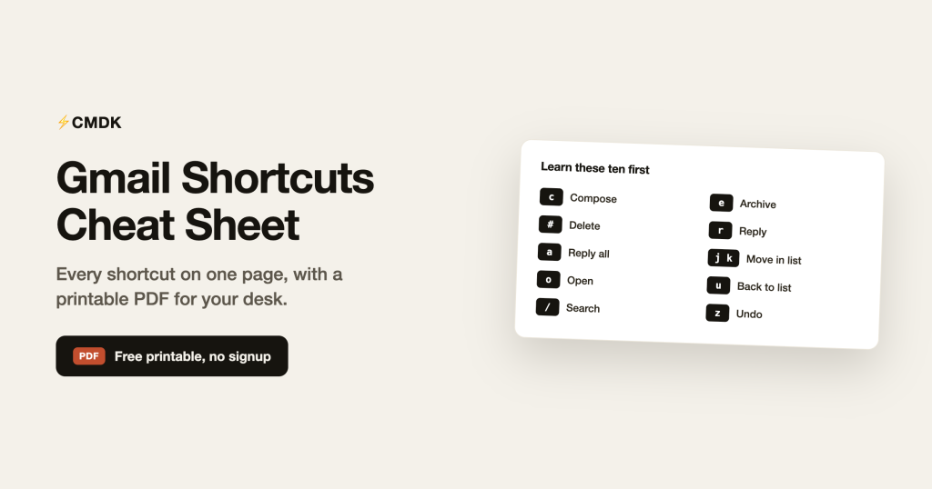 Gmail Shortcuts Cheat Sheet: Every Shortcut on One Page