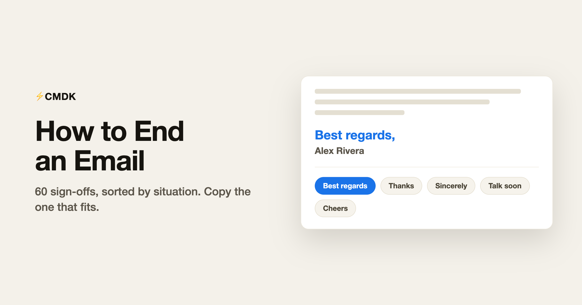 How to end an email: sign-off options in a compose window