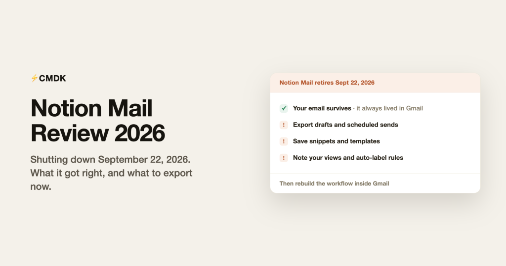 Notion Mail Review 2026: It Is Shutting Down, Here Is What to Do