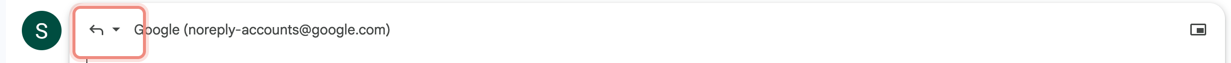 The Type of response caret next to the recipients in a Gmail reply
